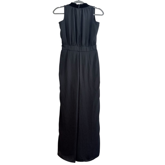 KATE SPADE Black Velvet Trim Bow Tie Neckline Wide Crop Pants Jumpsuit 0 - Picture 8 of 14